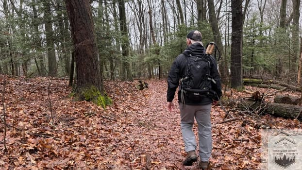 Trekking in the woods