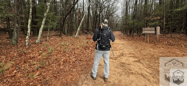 Hiking In The Rain, about to start hike at beginning of trail