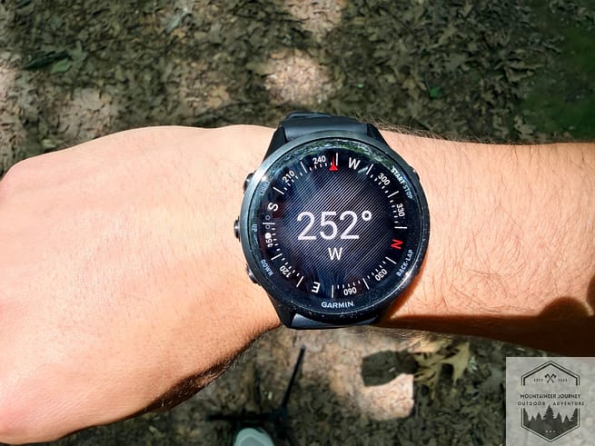 Compass view during hiking testing