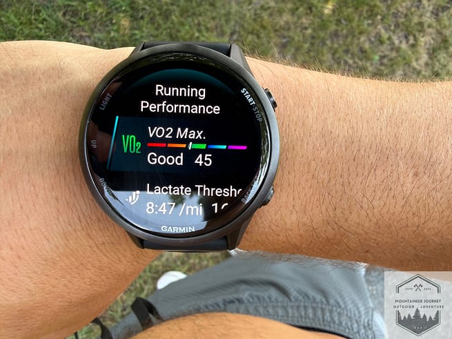 VO2 max estimate on watch
