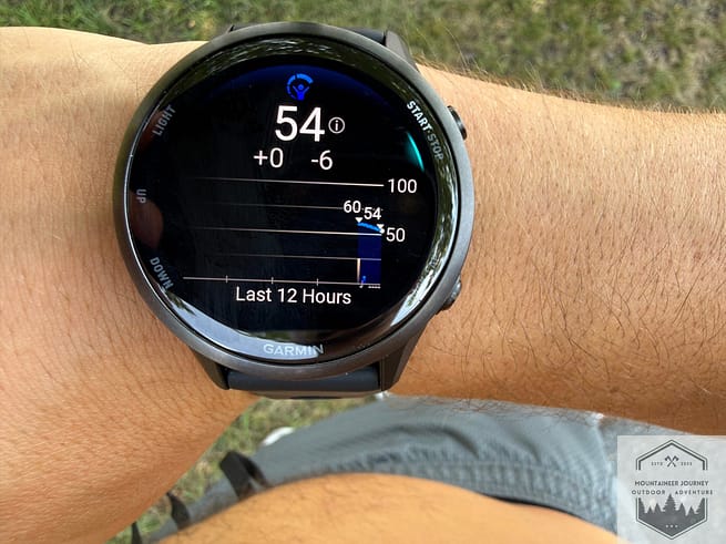 Body battery score on watch