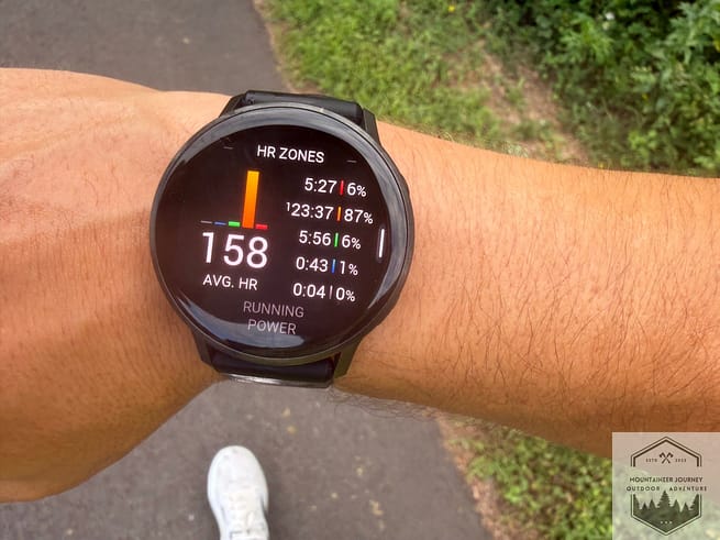 Different heart rate zones recorded on Venu 4