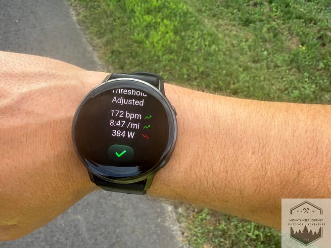 Garmin Venu 4 watch face after a run for lactate threshold adjustment