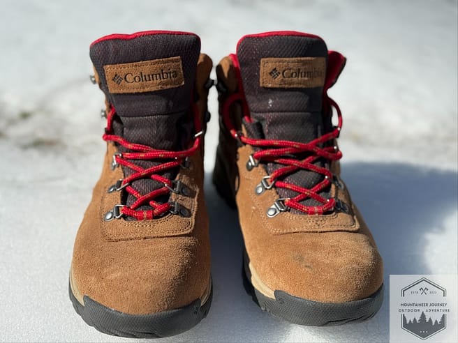 Front View Of the Columbia Newton Ridge Plus II featuring the lacing system