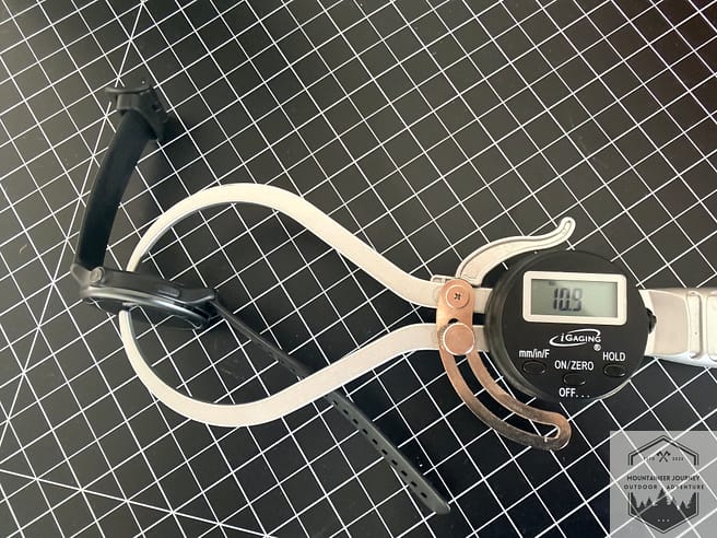 Measuring stack height of vivoactive 6 at 10.9 mm with our digital caliper