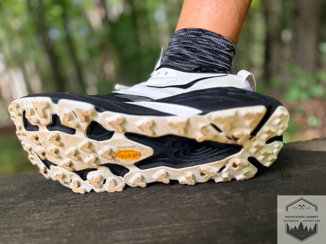 View of the outsole after testing the Speedgoat 7 for six months of winter and summer conditions, no breakdown of lugs and/or wear and tear.