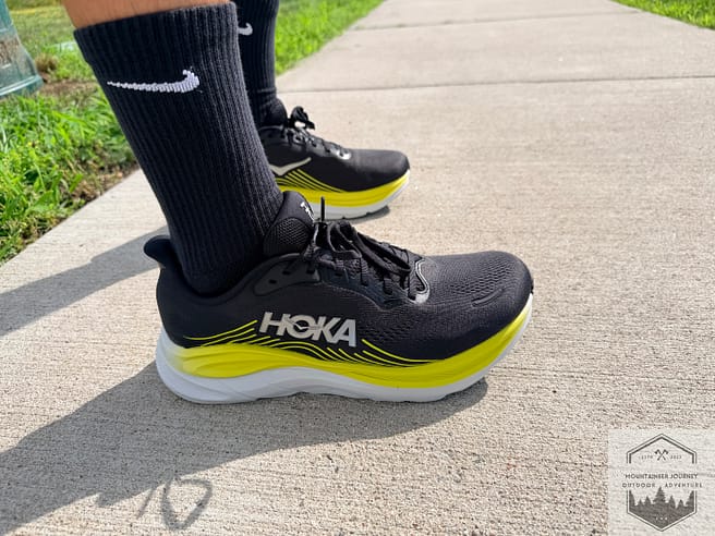 Hoka Clifton 11 during impact testing on concrete. The outsole did not have any sloppiness.