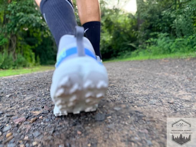 Testing overall flexibility of shoe on the trail