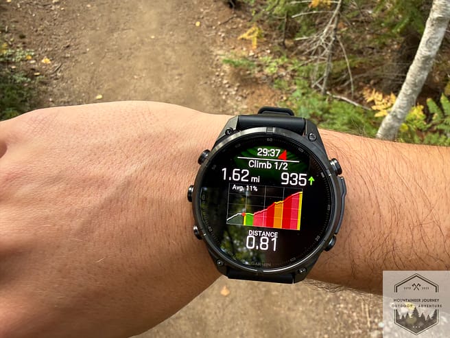 Testing the Fenix 9 using Climb Pro on a trail in Acadia National Park