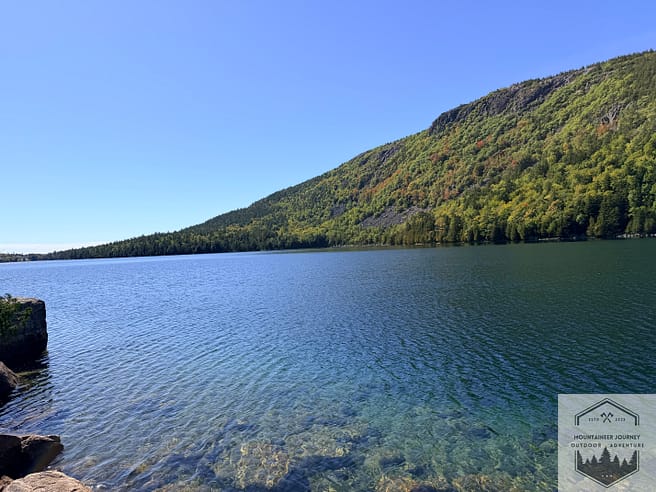 Beginning view of Jordan Pond lake during our start