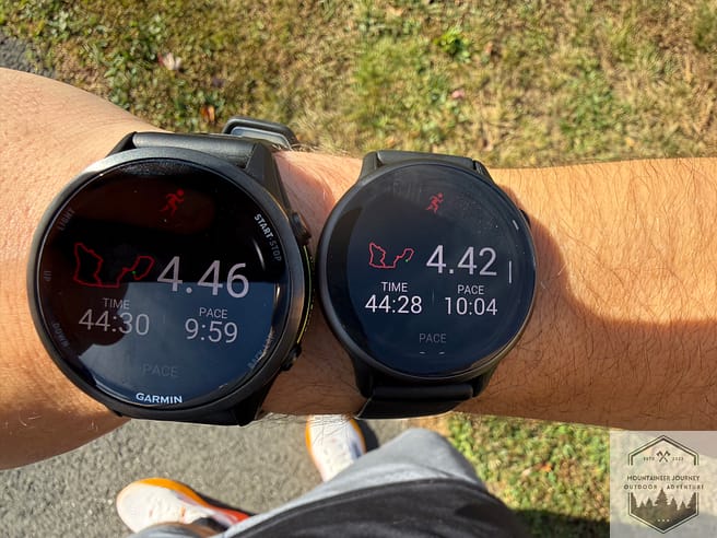 Vivoactive 6 post-workout data next to Forerunner 970