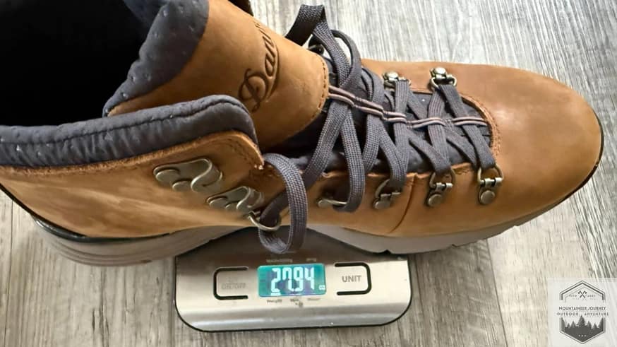 The Danner Mountain on our scale weighing in at 27 ounces