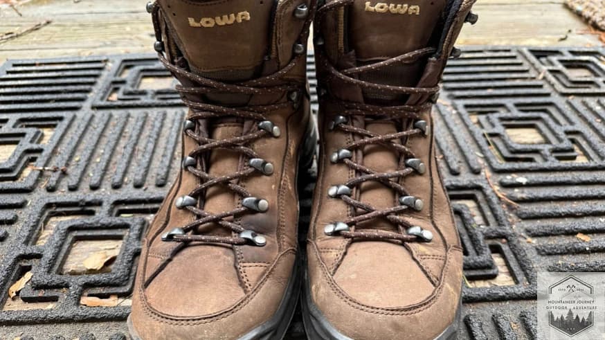 Hiking Boots properly cleaned and dried after a hike in the muddy rain