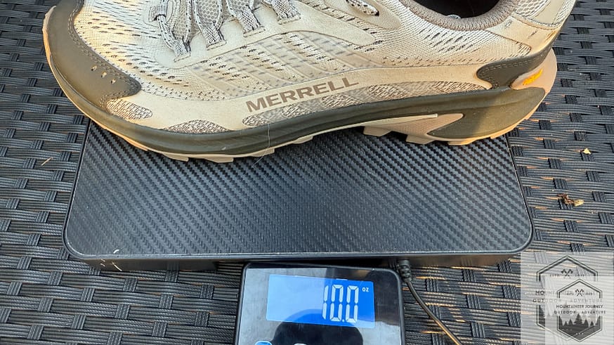 Moab Speed 2 weighing in at 10 ounces on our scale