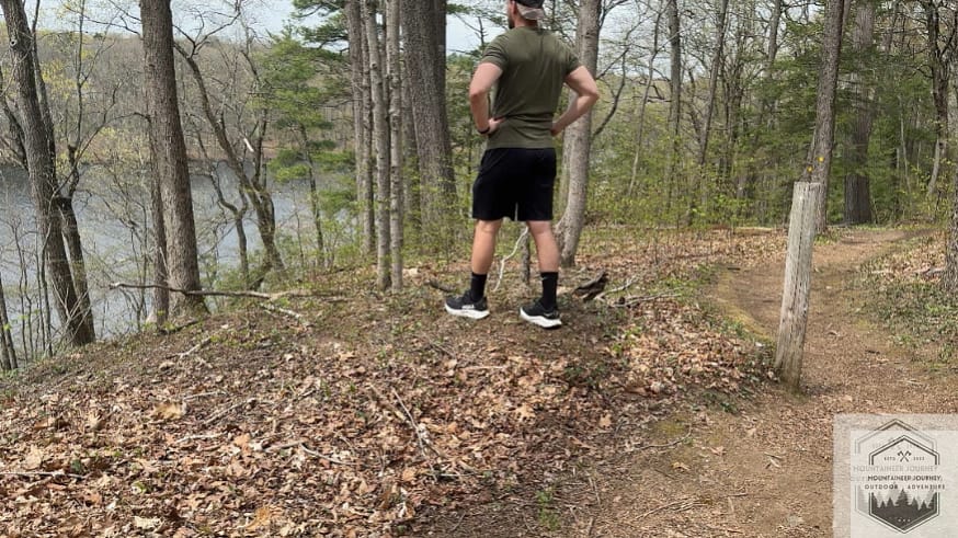Standing at top of trail after run with Clifton 10