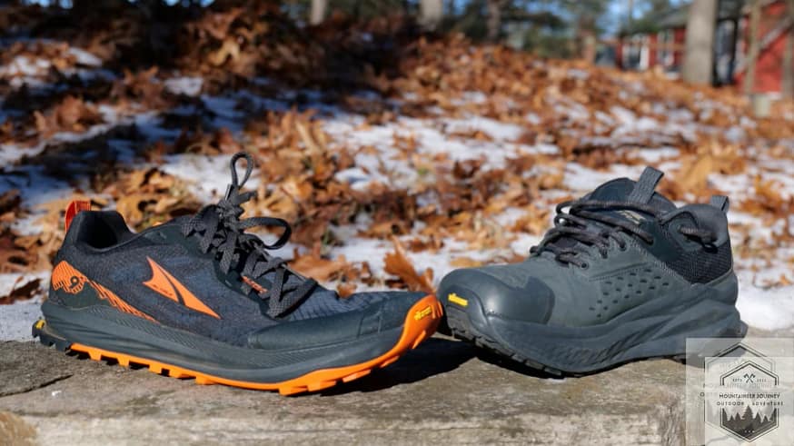 Both shoes facing eachother, noting differences in stack height