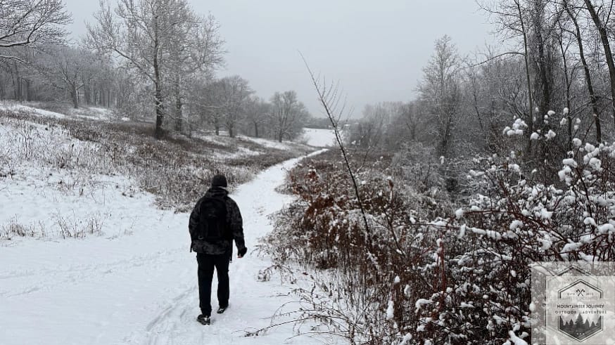 Testing ankle stability on snow covered trail