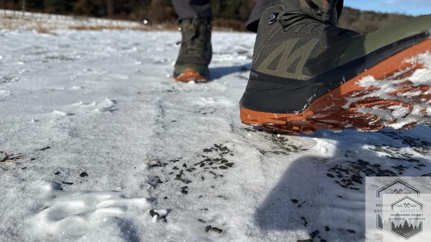 View of the outsole during snow testing