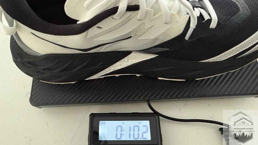 Speedgoat 7 weighing 10.2 ounces on our scale