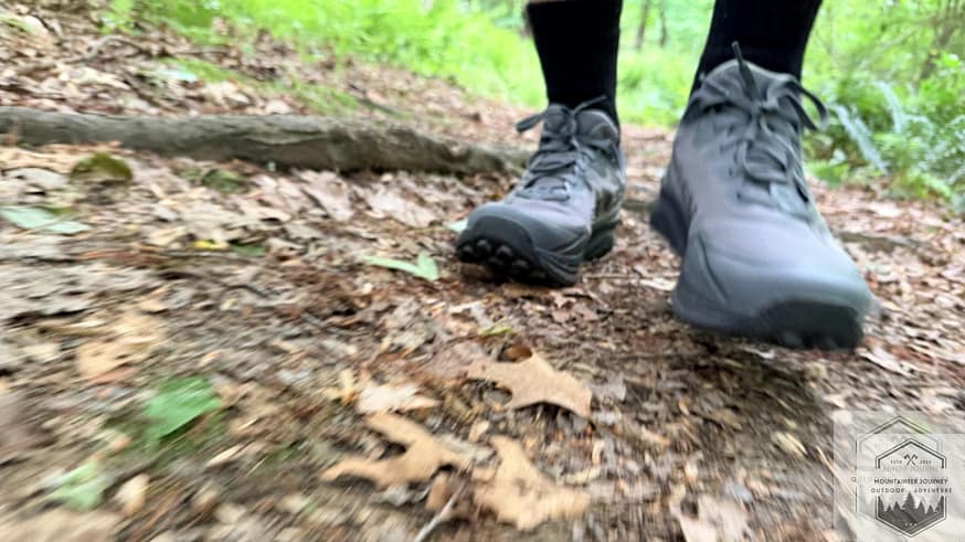 Testing shock absorption on trail
