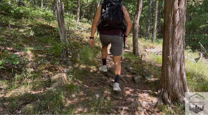 hiking up technical terrain while testing out the barometer on the Garmin 970