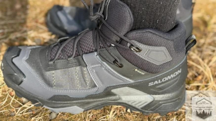 side view of the salomon x ultra 5 on dirt