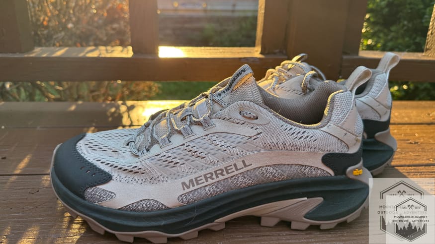 side view of the Merrell Moab Speed 2 with sunlight in background