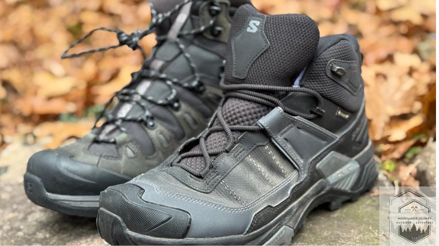 Both the Salomon Quest 4 and Salomon X Ultra 5 next to each other