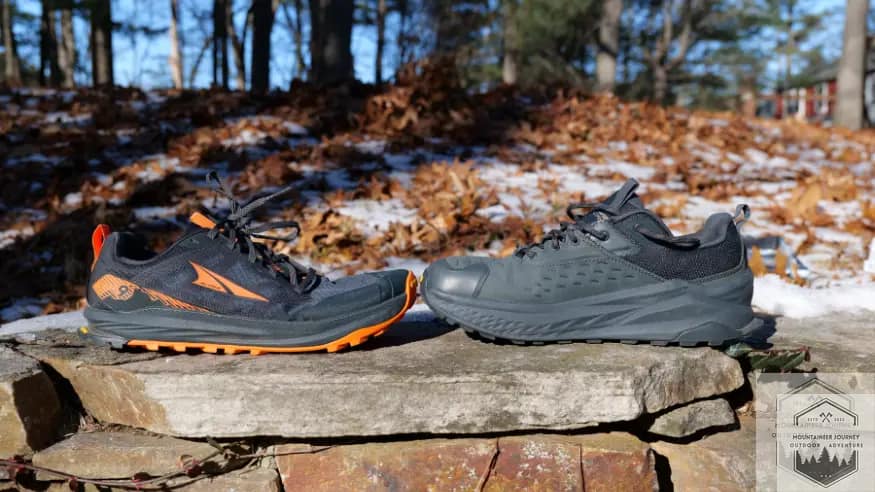 Altra Olympus 6 facing the Altra Lone Peak 9+