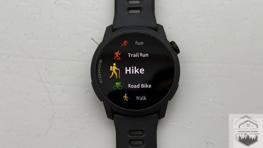 Coros Pace 4 activities on hiking tab
