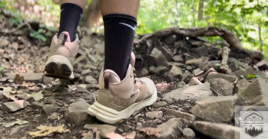 Hoka Anacapa 2 testing on jagged rocks